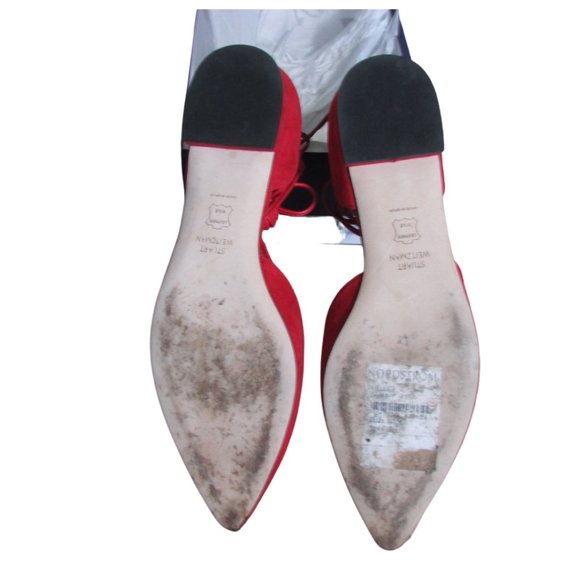 Stuart Weitzman Red Suede Gilligan Flats - Picture 7 of 7